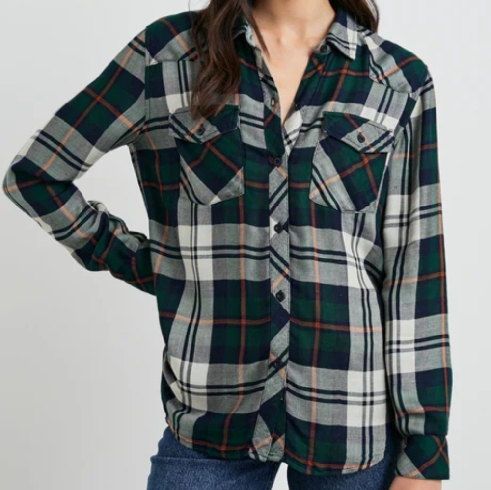 Rails Kendra Hunter Plaid Button Down Lomg Sleeve Shirt